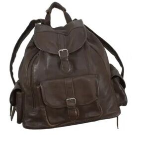 Large Vintage Brown Cowhide Leather Backpack